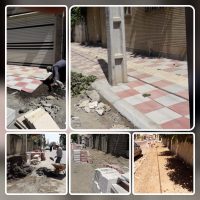 اجرای سنگ فرش پیاده رو خیابان مطهری توسط واحد عمران شهرداری صومعه سرا